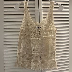 American Eagle cream size small crochet tank or cover up
